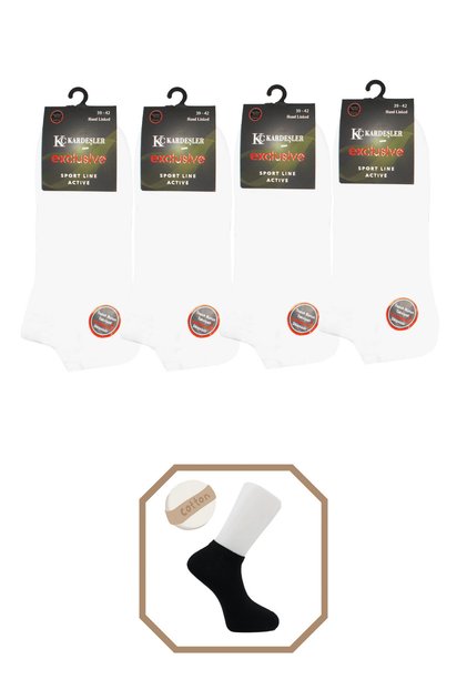Unisex Cotton Seamless White Booties 4 Pack