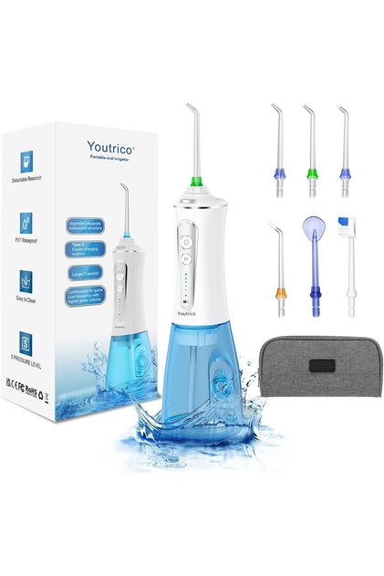 upgraded whitening water floss, portable and rechargeable, gentle teeth whitening(P11white)