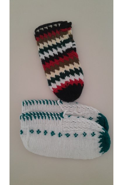 2 Pieces of Hand Knitted with Five Skewers - Home Booties and Handcrafted Booties