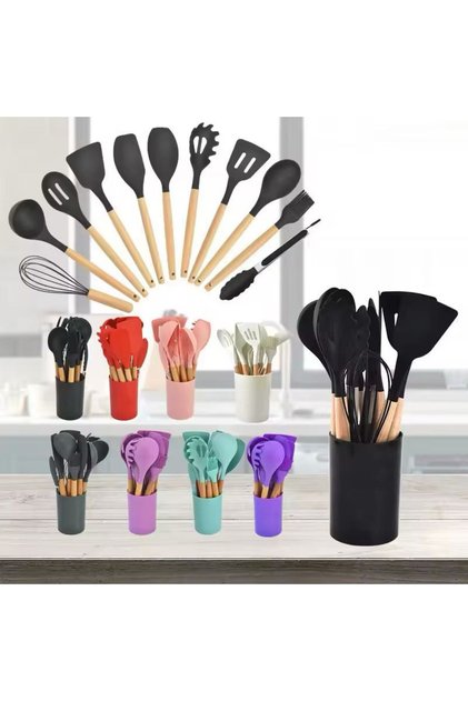 12 Piece Silicone Kitchen Spoon Set
