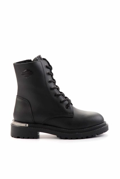 Black Leather Kadın Bot & Bootie HD0777004203