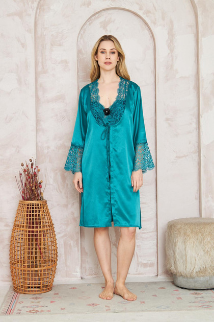 emerald green dressing gown womens Emerald Green Nightgown and Robe