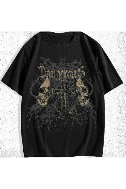 Black Vintage Gothic Dangerous Cross Unisex T-Shirt
