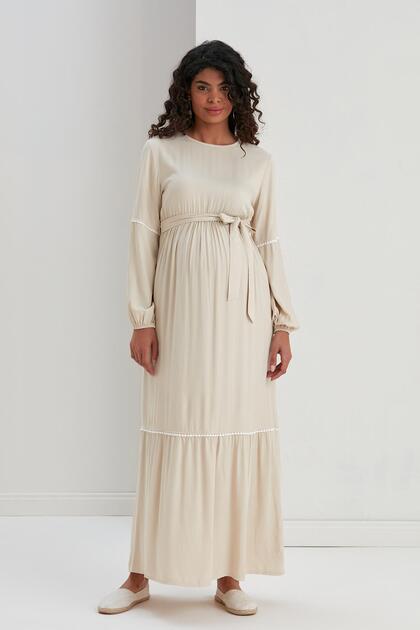 M049-su Stoned Maternity Viscose Maxi Dress