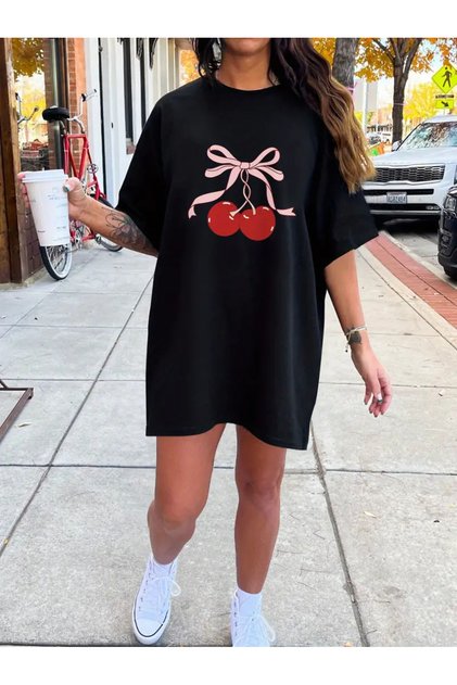 Plus Size Women's Short Sleeve Crew Neck T-Shirt Dress Nightgown