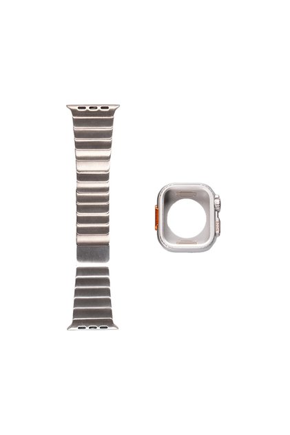 Apple Watch 44mm Compatible Zore Krd-126 Metal Cord with Hard Case Protector