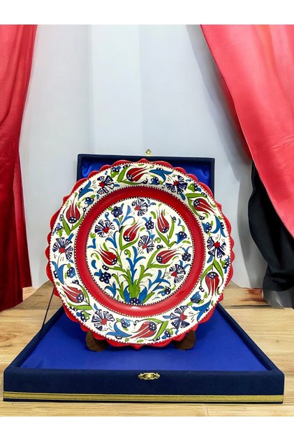 El Yapımı 30Cm Kütahya Çinisi Dekoratif Tabak - Özel Kutusunda
