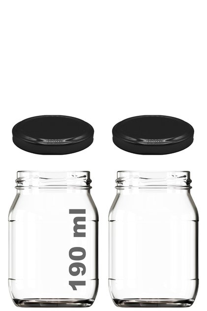 190 ml Metal Black Lid Canning Jar 190 Cc Transparent Baby Food Jar 2 Pcs