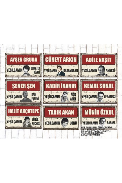 9 Pcts Mixed Writing Wooden Table Set Greenwood Turkish Cinema Players Portraits