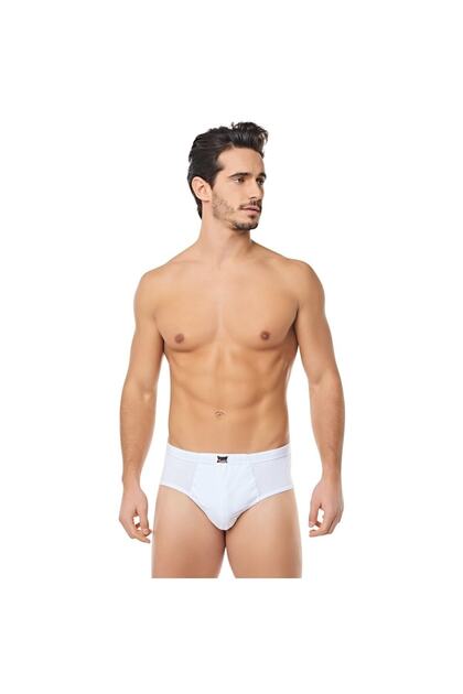 Tutku Men's White Pack Cotton Combed Cotton Underpants 6-Pack