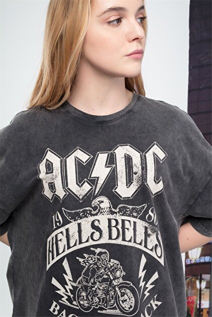 Trendiz Kadın Ac/dc Tshirt Antrasit - Fiyatı, Yorumları