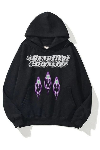 Unisex Beautiful Disaster Sweatshirt Hoodie Siyah