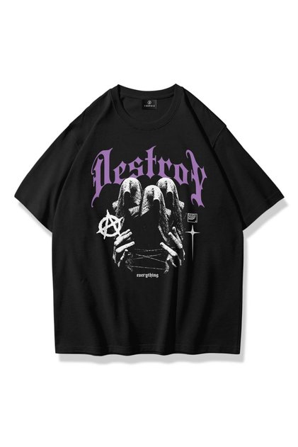 Unisex Destroy Tshirt Siyah