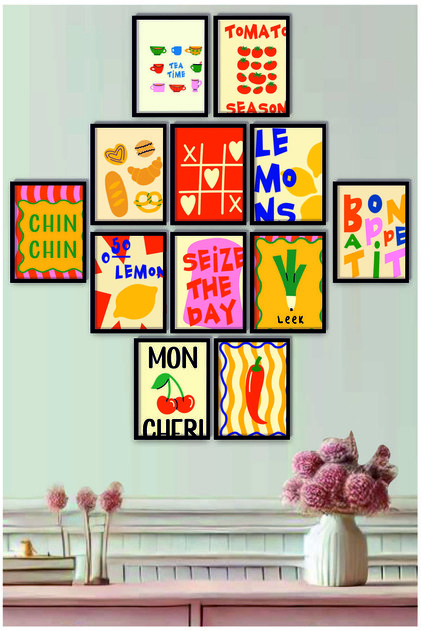 12 Piece Frame Look Modern Abstract, Minimalist, Wall Decor Painting Set 9