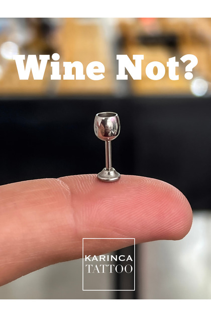 Şarap Kadehi Wine Not Kulak Flat Helix Tragus Piercing Kulak Küpesi