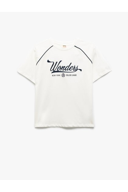 Crew Neck Short Sleeve Embroidered Cotton T-Shirt