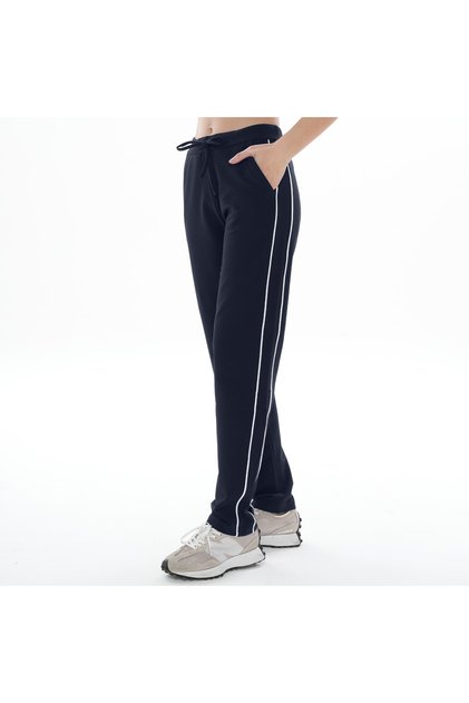 Asn Concept Women's Navy Blue High Waisted Side Double Stripe Sweatpants