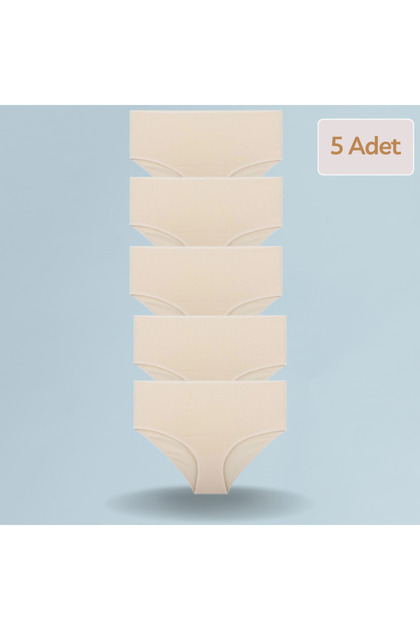 5 Pieces Cream Women's High Waist Cotton Hipster Lycra Bato Panties