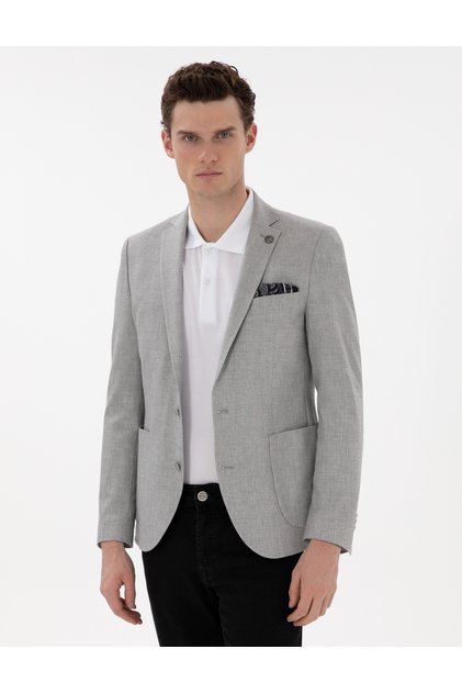 Gri Extra Slim Fit Keten Karışımlı Ceket 50302432-VR024
