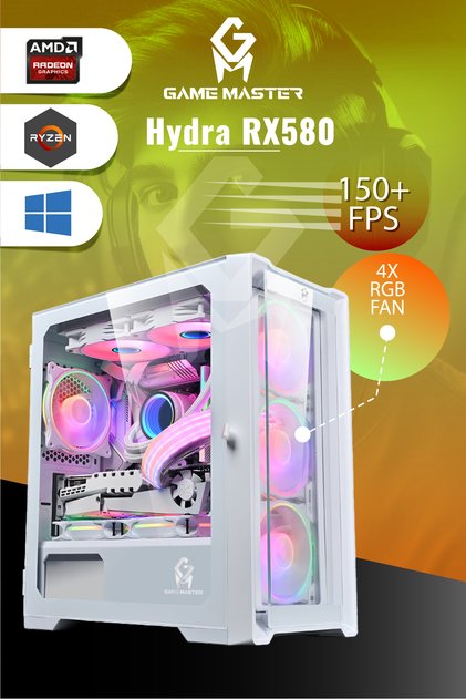 Hydra RX580 Ryzen 5 5500 CPU 16GB 3200MHz RAM 512GB NVMe M.2 SSD RX580 8GB Ekran Kartı Gaming Pc