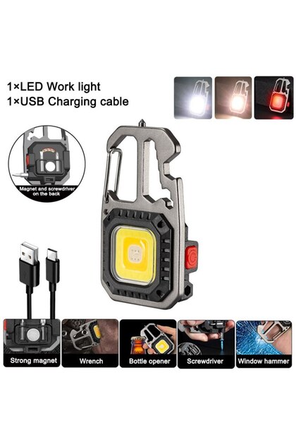 2Screws 1Magnet LED Portable Keychain Flashlight Outdoor Camping COB Work Light Emergency Lighting W