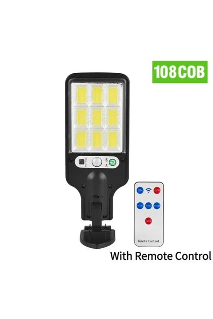 108 COB مصباح LED قوي يعمل بالطاقة الشمسية في الهواء الطلق، مصباح حائطي LED للفناء، 3 أوضاع، تحريض جسم الإنسان، حديقة، أرض