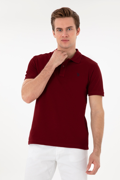 U.S. Polo Assn. Erkek Slim Fit Polo Yaka Bordo Basic Tişört