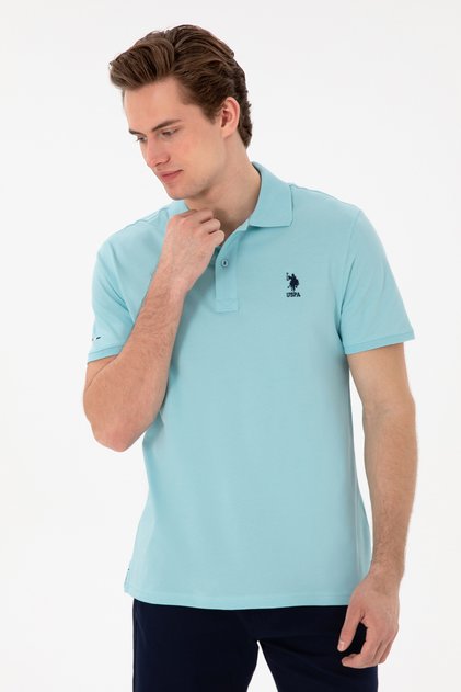 Men's Slim Fit Polo Neck Aqua Basic T-Shirt 50298011-Vr007