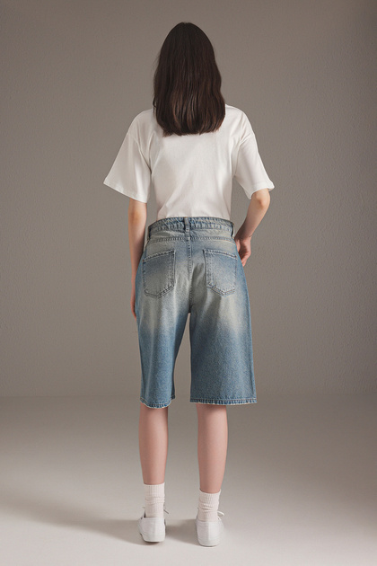 Trendyolmilla Mavi Soluk Efekt Vintage Normal Bel Denim Jorts