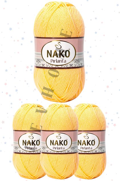 Nako Diamond Hand Knitting Yarn Amigurumi Yarn 4 Pieces Mixed Colors 225 Meters 100% Premium Micro Acrylic