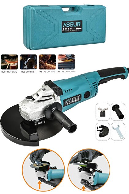 ASSUR 2200w Metal Şanzıman 230 mm Büyük Spiral Taşlama Çantalı