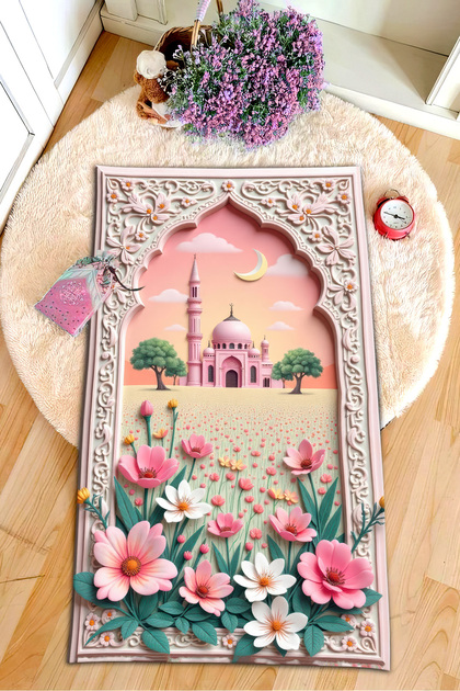 Digital Printed Non-Slip Base Artificial Intelligence Design Educational Small Child Prayer Mat Prayer Mat 60 X 100