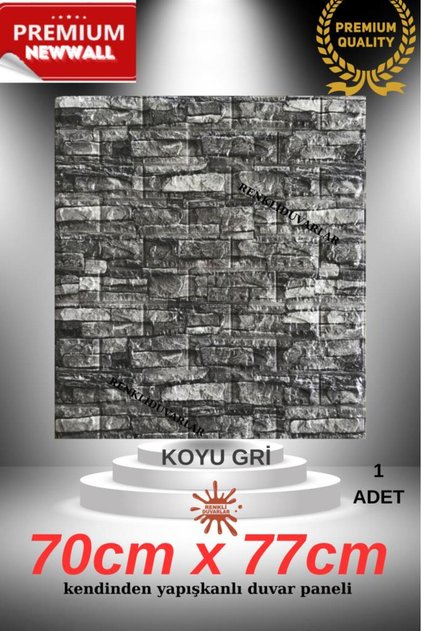 70x77cm 1Adet Yapışkanlı Koyu Gri Sünger Duvar Paneli 3D Kabartmalı Karavan Salon Duvar Kağıdı Nw60