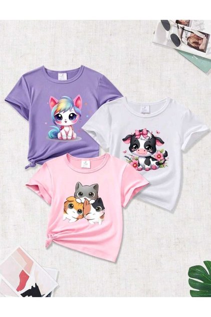Children's Summer Printed 3 Piece Pack Tshirt