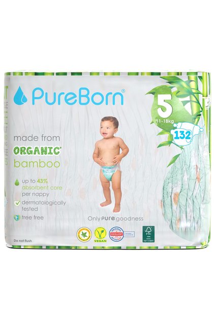 Organic Diapers Size 5 For 11-18 Kg Master Value Pack 132pcs with Assorted Print