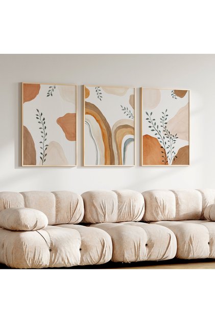 Wooden Framed 3 Piece Abstract Painting Home Home Living Room Bedroom Balcony Decor Qmrc45