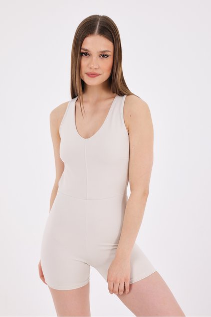 Fantasy Women's Short Sports Jumpsuit Beige