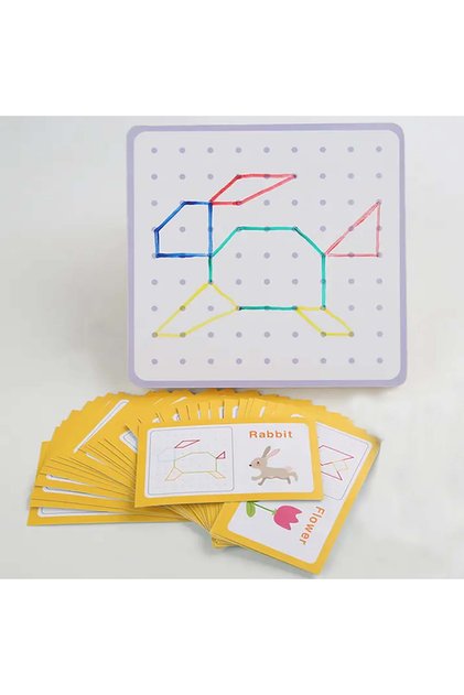Joc Educativ Geoboard Cu Elastice Colorate Si 54 De Carduri Cu Imagini, Natur