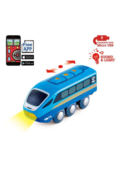 Tren din lemn cu telecomandă - Jucărie (aplicație BLUETOOTH)