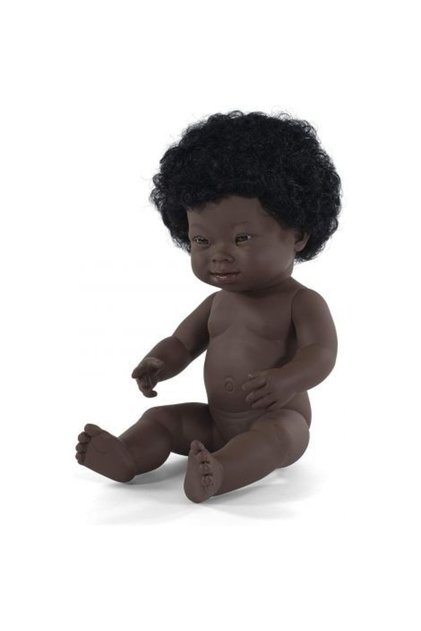 Papusa Educationala 38 Cm Fetita Africana Cu Sindrom Down