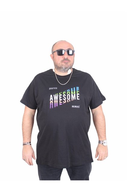 Men's Plus Size Crew Neck T-Shirt Awesome 25164 Black