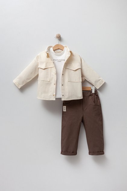 Baby Boy Gabardine Jacket 3-Piece Set 9041 Ms