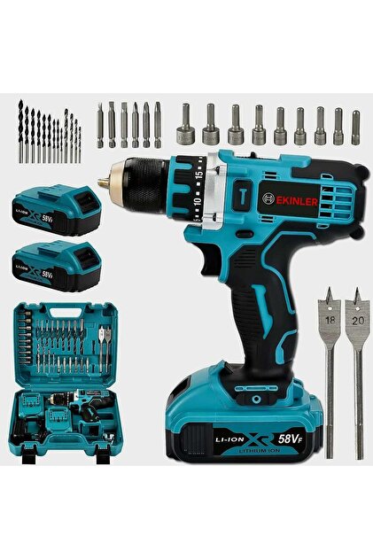 EKİNLER 58vf 5ah Çelik Mandrenli Şarjlı Matkap Seti EEA217