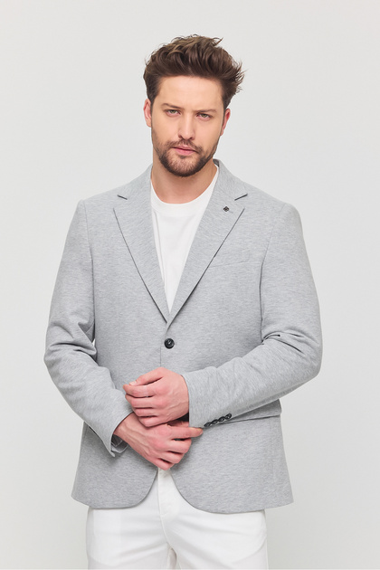 3115 Men's Gray Flexible Lycra Cotton Blended Slim Fit Spring-Summer Sports Blazer Jacket
