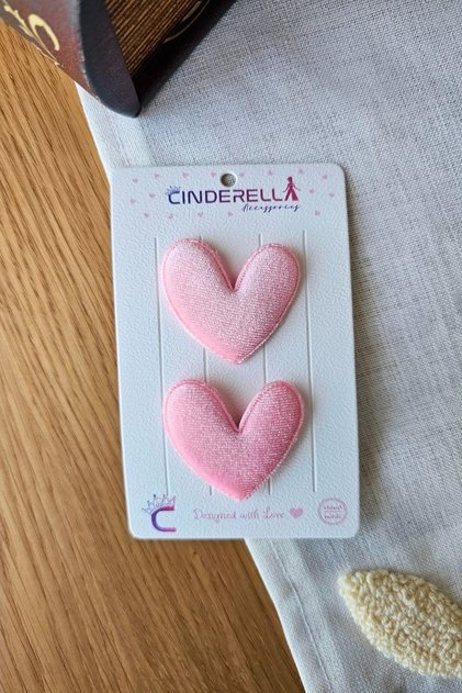 2-Piece Pink Heart Hairless Baby Clips - Baby Girl Hair Clips Set for Less Hair, Snap-On Newborn Clips