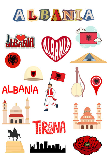Arnavutluk Sticker Seti Bullet Journal - Ajanda - Planner - Defter- Laptop- Tablet Sticker Seti
