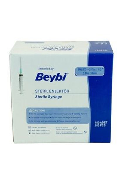 Enjektör 5ml/cc.21gx11/2" 0.80*38 mm 100 Adet