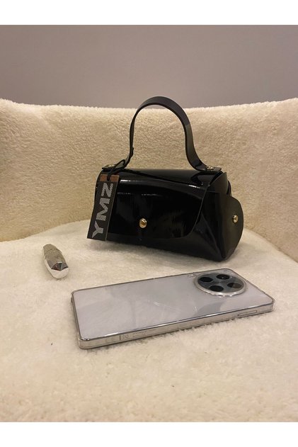 Mini Siyah Rugan El Çantası