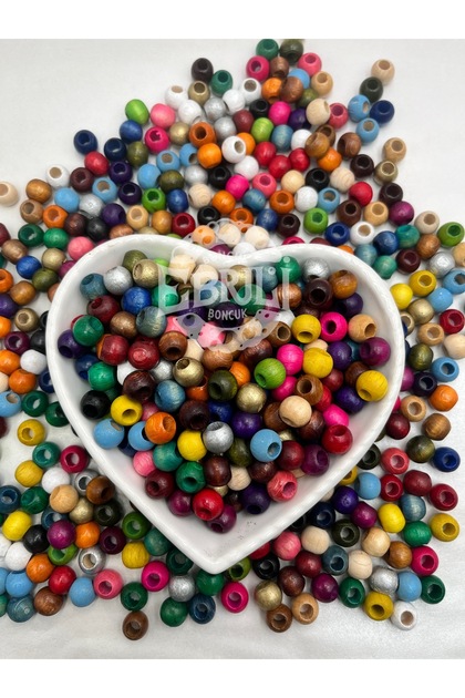 4-20 mm Big Hole Colorful Wooden Beads Jewelry Making Bead (50 Gram)
