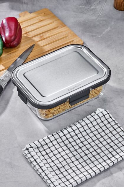 1500 ml Glass Storage Container - Stainless, Leakproof, Food Preserver with Steel Lid